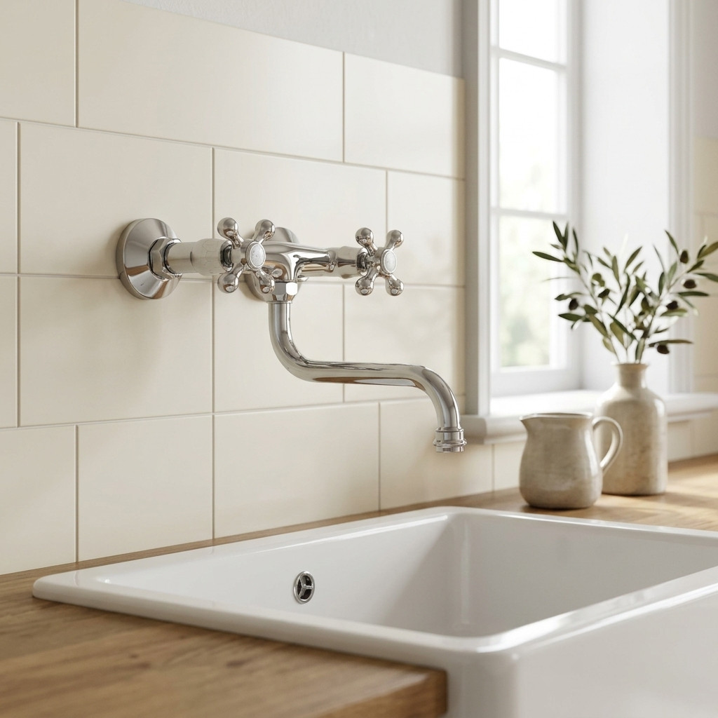 Aquanello Heritage Ascot Nostalgische Wandkeukenkraan Chroom Tweegreeps CR-4111-HA